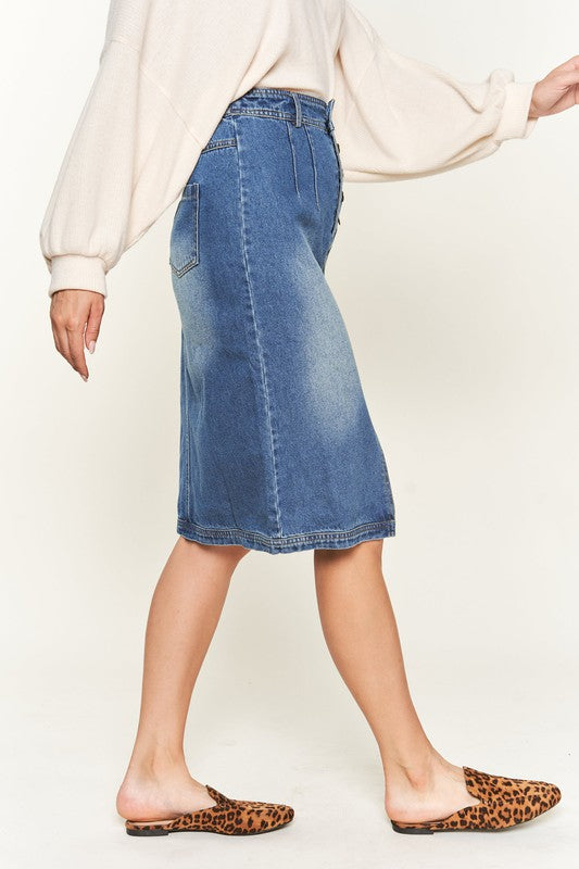 Cari Denim Midi Skirt