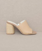 Studded Raffia Slide Heel