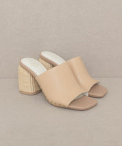 Studded Raffia Slide Heel