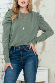 Buttoned Puff Long Sleeve Top