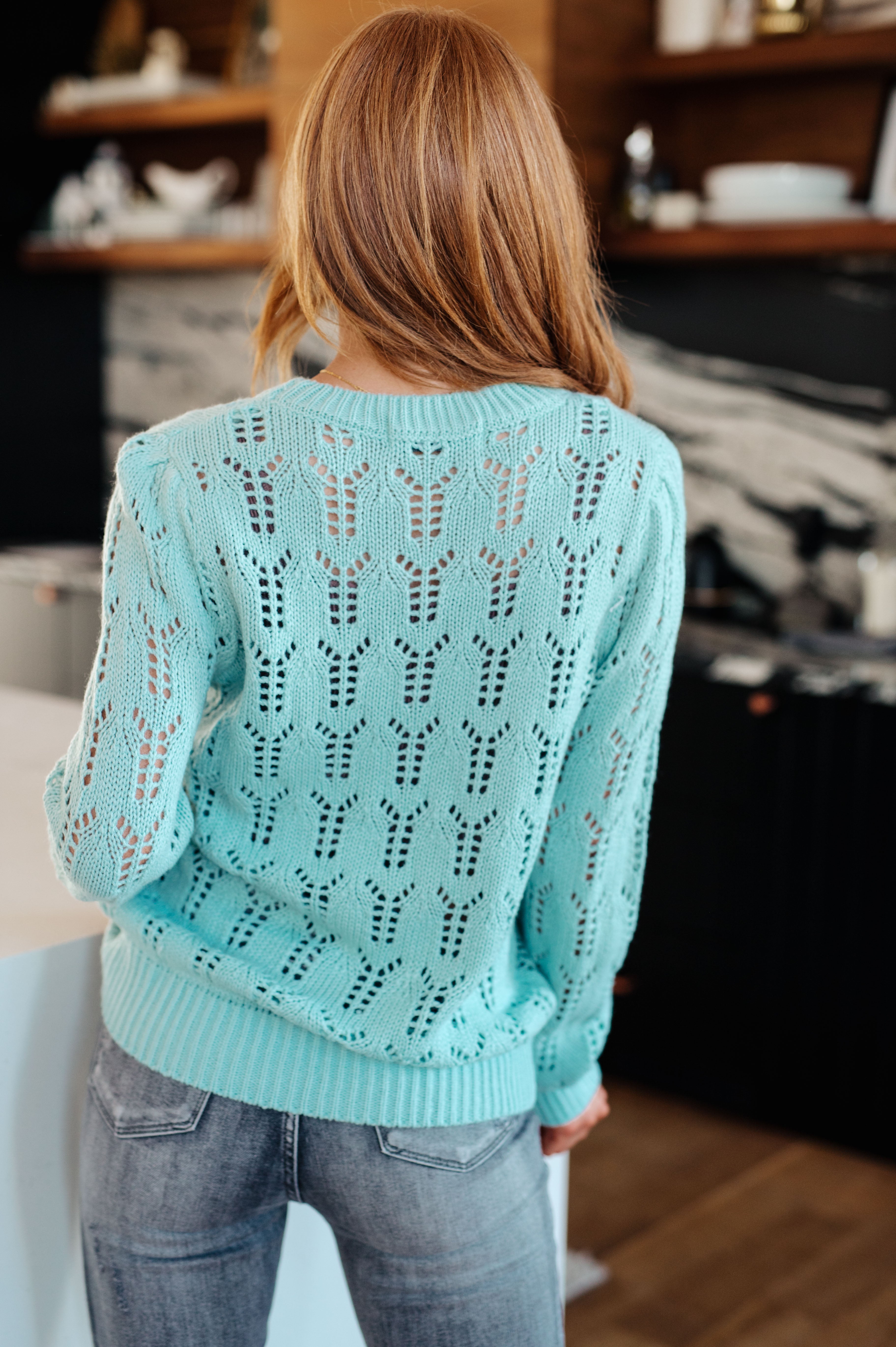 Pointelle Open Knit Sweater