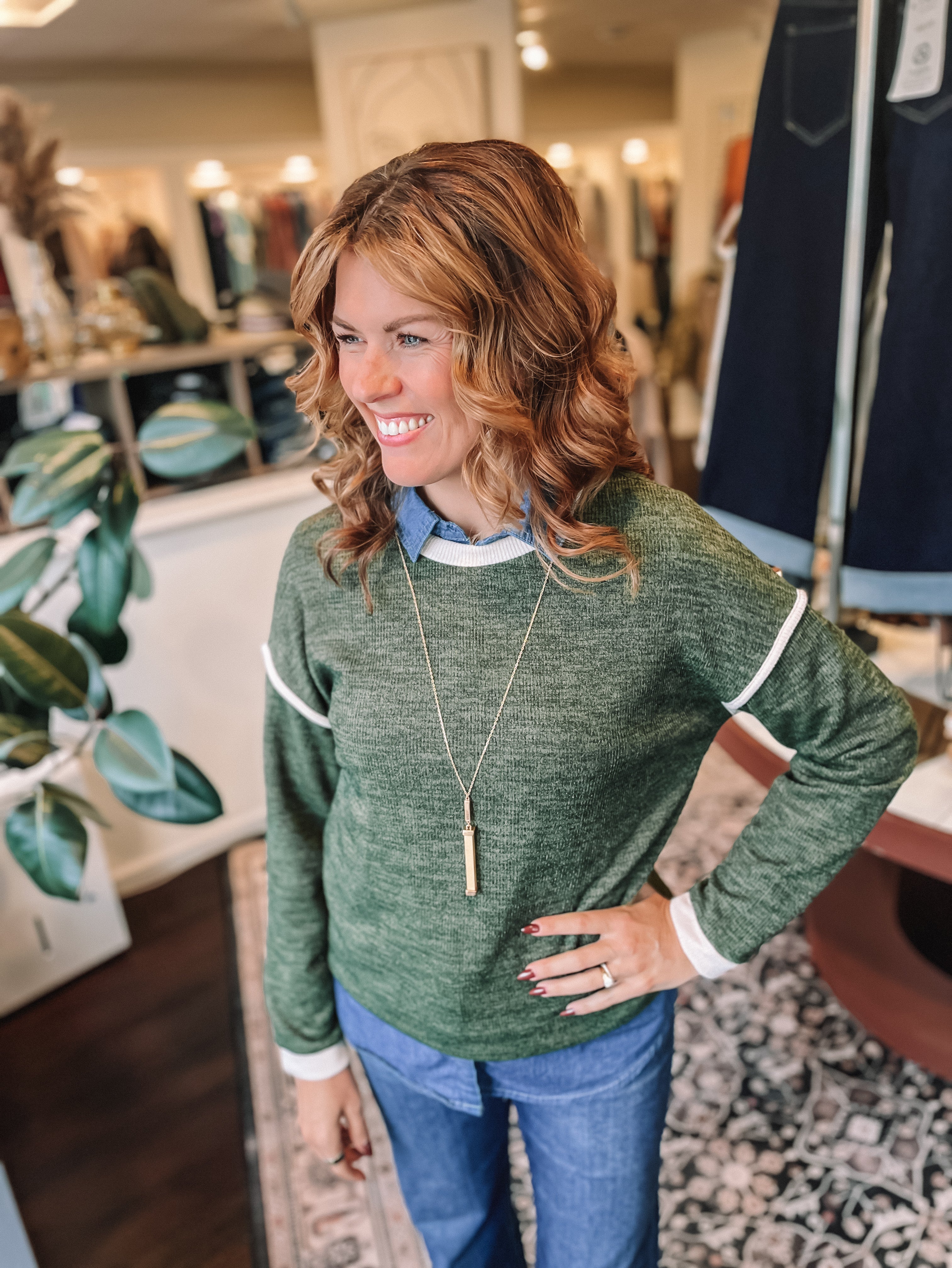 Olive Trim Sweater