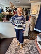 Navy Geo Sweater