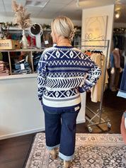 Navy Geo Sweater