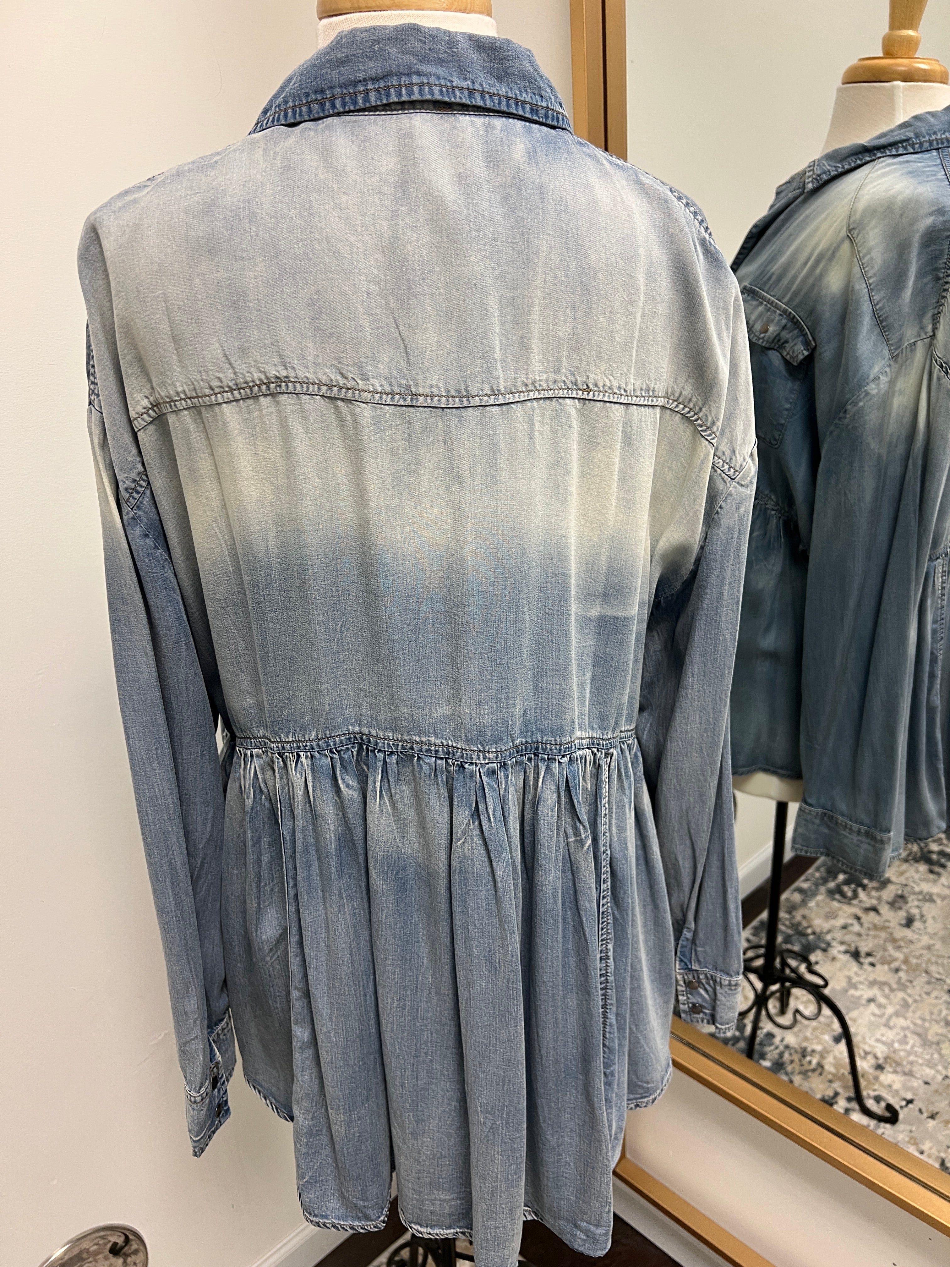 Peplum Chambray