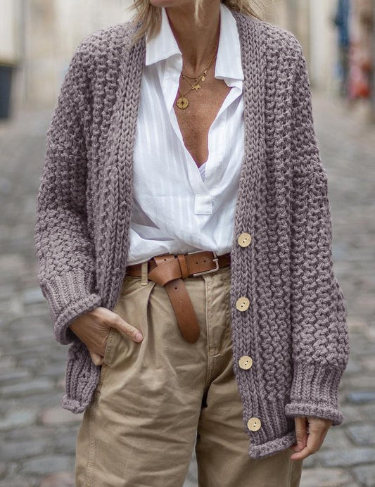 Chunky Cable Knit Oversize Cardigan